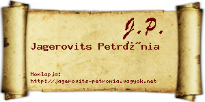 Jagerovits Petrónia névjegykártya